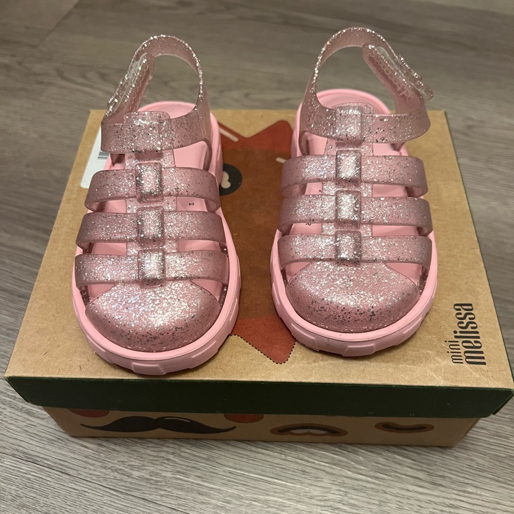 Mini Melissa Megan BB Sparkling Pink Toddler Sandals - Picture 3 of 7